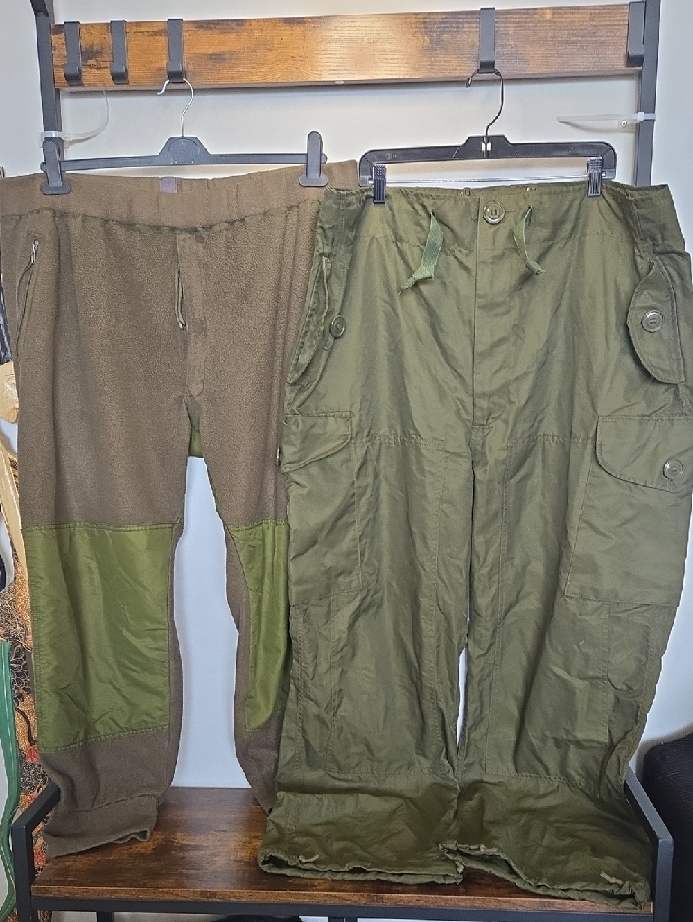 Vtg Military Olive Green Army Set Cargo Pants + Combat Cold Fleece Lining